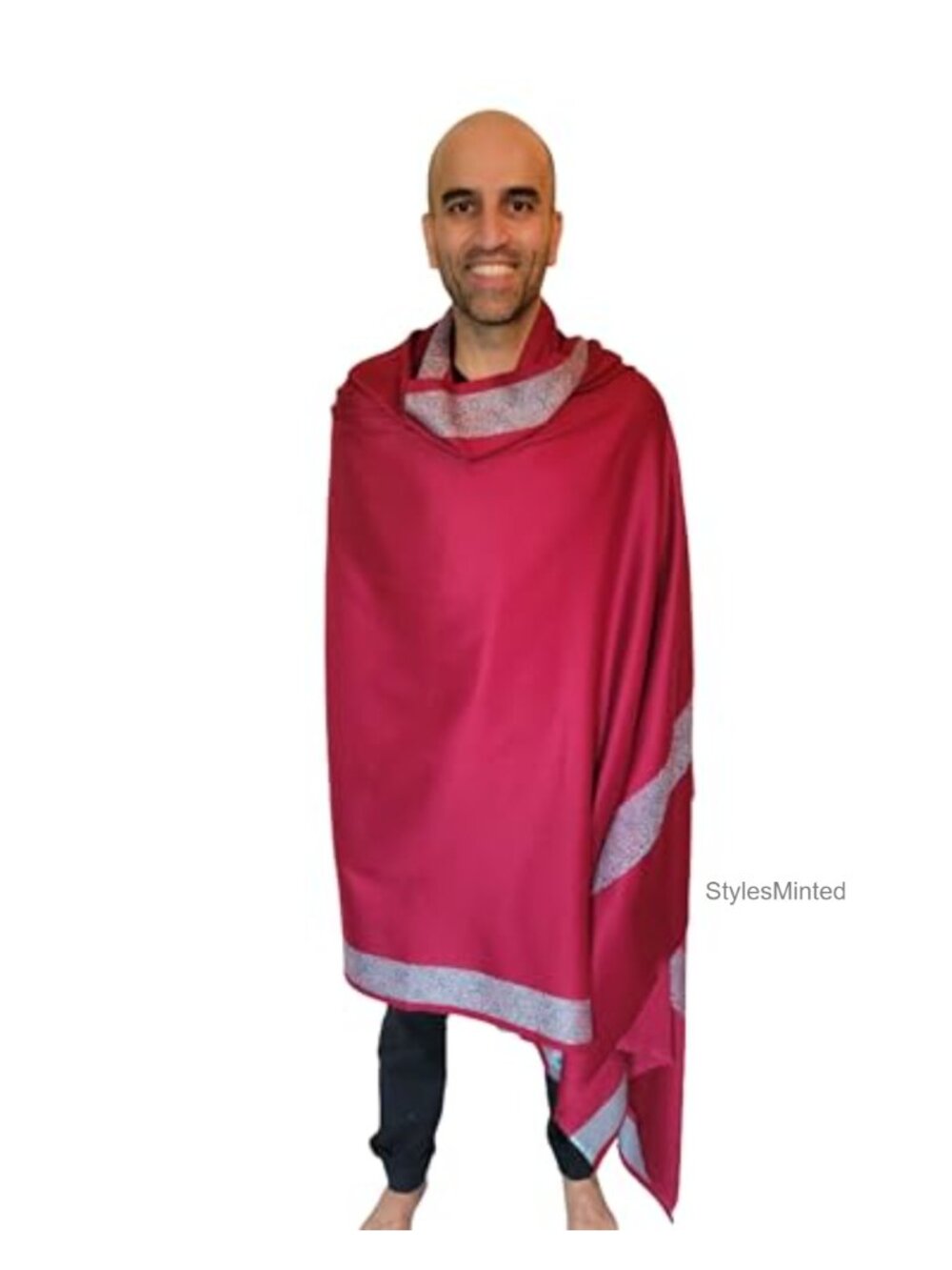 Premium Wool Blend Meditation Shawl Oversize Prayer Wrap Blanket